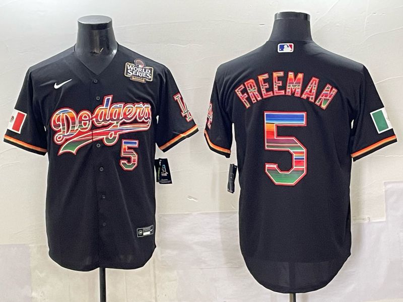 Men 2025 Los Angeles Dodgers #5 Freeman Black Nike MLB Jersey style 003